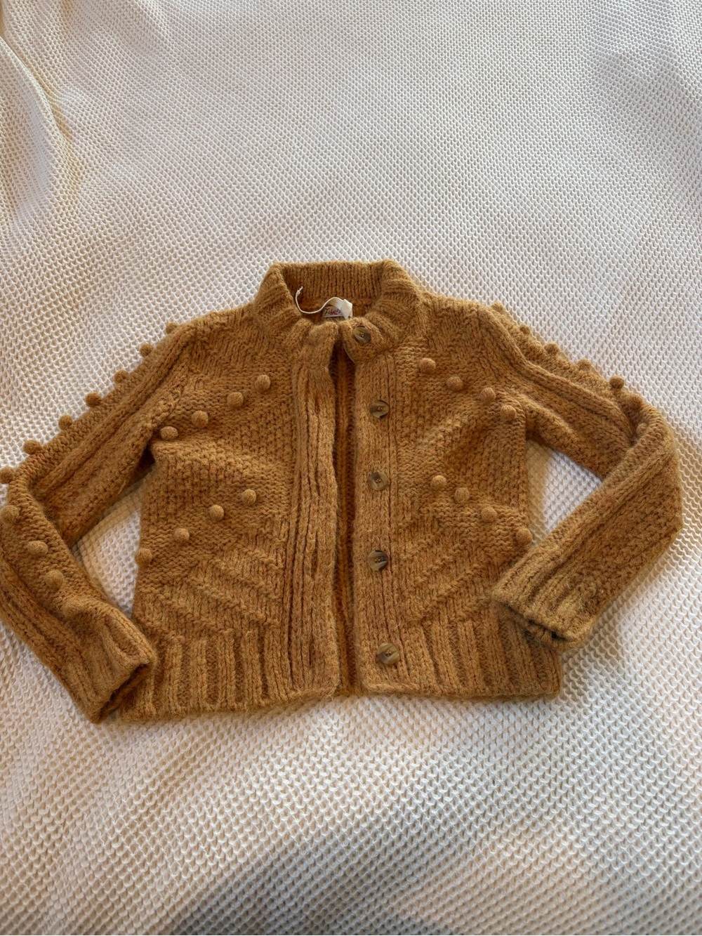 Faherty Alpaca Ember Pom Cardigan Chunky Knit Button Cardigan